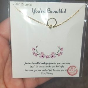 18 Gold Deep Necklace with Cubic Zircona